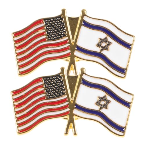 WESIEVYA 2 Stück Israel Usa Flaggen Broschen Metall Anstecknadeln Patriotisch Doppelte Fahne Kleidung Pins Vielseitig für Damen und Herren als Geschenk und Partyaccessoire von WESIEVYA