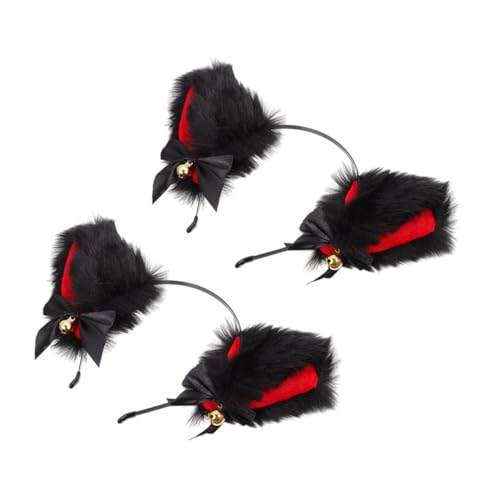 WESIEVYA 2stücke Tier Haar Hoops Stirnband Junge Mädchen Kopfschmuck Katze Cosplay Kostüm Glöckchen Haarreif Mit Katzenohren Haarband Für Festival-mottoparty von WESIEVYA