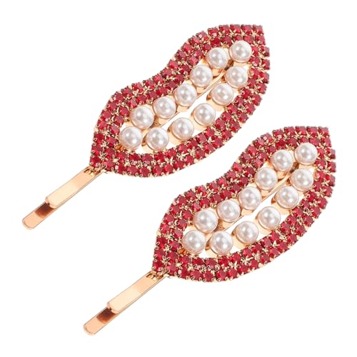 WESIEVYA 2 Stück Mode Haarklammern haarschmuck Haarspangen für hochzeit Brauthaarspangen für die Hochzeit Haardekoration Schmuck Haarspangen Braut-Hochzeits-Haar-Accessoire Legierung rot von WESIEVYA