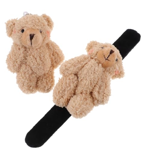 WESIEVYA 2 Stück Niedliches Plüsch Slap Armband mit Kleinem Bärenmotiv Weiches Leichtes Schnapp Armband für Erwachsene für Partys Geburtstagsfeiern und Alltag von WESIEVYA
