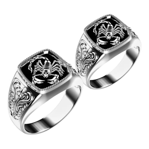 WESIEVYA 2 Stück Scorpion Ring Herren Weißgold Vintage Punk Stil mit Detaillierter Gravur Komfortabler Sitz als Geschenk für Jahrestage und Besondere Anlässe WESIEVYA 2 Stück Scorpion Ring Herren Weißgold Vintage Punk Stil mit Detaillierter Gravur Komfortabler Sitz als Geschenk für Jahrestage und Besondere Anlässe von WESIEVYA