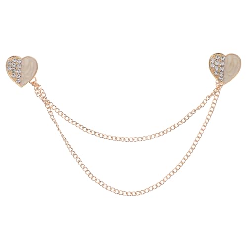 WESIEVYA 2 Stück Strass-Anstecknadeln: Strass-Brosche mit Quastenkette im Herz-Design – Pullover-Kragenkette – Broschenschmuck für Anzug, Mantel, Schal, Strickjacke von WESIEVYA