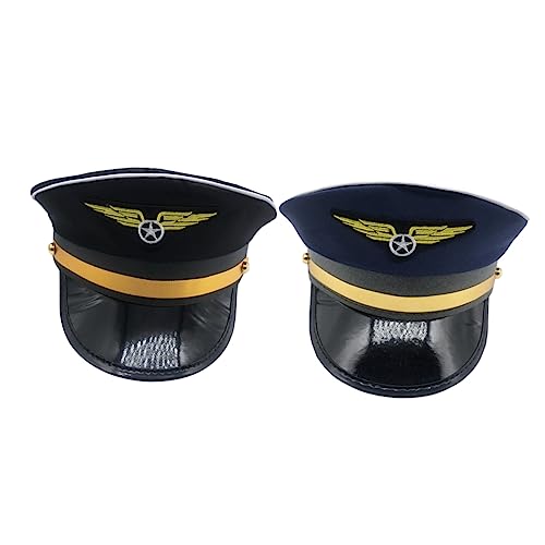 WESIEVYA 2st Pilotenhut Für Party Pilotenhut Für Halloween Flugzeugpilotenmütze Verstellbares Kapitänskostüm Pilotenhut Zum Verkleiden Halloweenkostüm Fascinator-basis Kappen Polyester von WESIEVYA