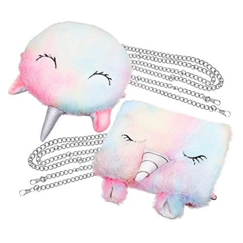 WESIEVYA Einhorn-umhängetasche Aus Plüsch Für Mädchen Flauschige Tasche Mit Cartoon-Design Leicht Und Praktisch Alltag von WESIEVYA