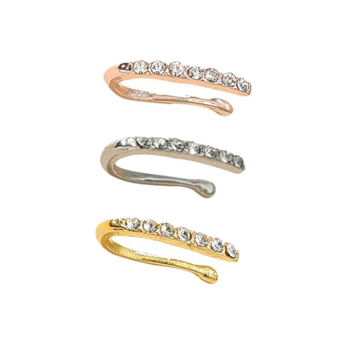 WESIEVYA 3 STÜCKE Teiliges U Förmiges Nasenring mit Strass Modische Nasenklammer Piercing Leicht Tragbar Eleganter Nasenschmuck in Silber Roségold und Gold für Damen von WESIEVYA