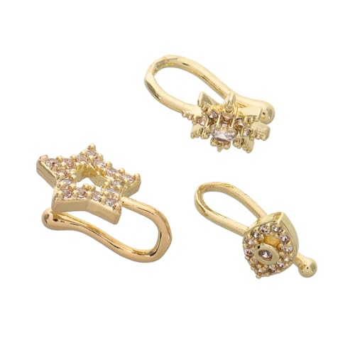 WESIEVYA 3 Stück Teiliges U Förmiges Stern Nasenring aus Kupfer Modische Fake Nose Rings Piercingfrei Trendiger Nasenschmuck für Damen Vielseitig Kombinierbar Eleganter Look für Jeden von WESIEVYA