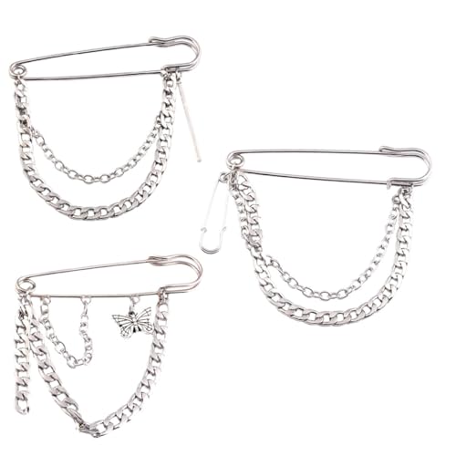 WESIEVYA 3 Stück Teiliges Vintage Broschen Hip hop Ketten Design Stilvolle Reversnadeln Damen Anstecknadeln für Kleidung Taschen Hüte und Accessoires von WESIEVYA