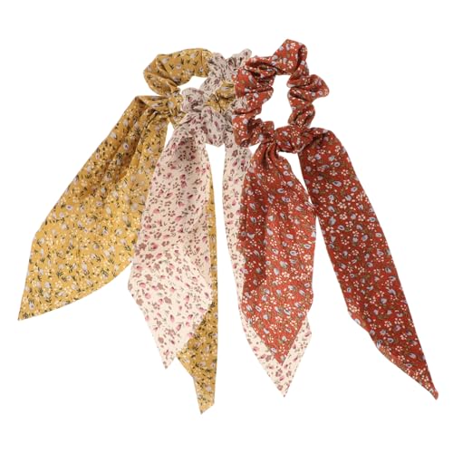 WESIEVYA 3stücke Floral Haarbänder Mit Elastischem Scrunchie Stilvolle Haarreifen Mit Ripsband Für Damen Für Pferdeschwänze Und Alltägliche Frisuren Ziegelrot Senfgelb von WESIEVYA
