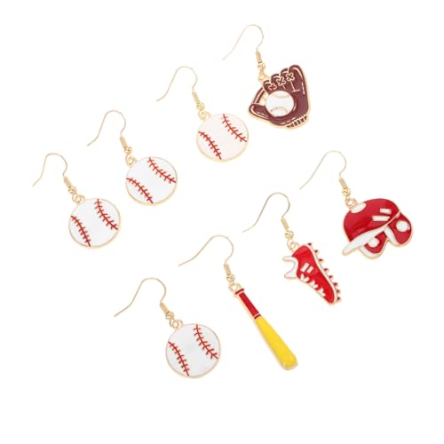 WESIEVYA 4paar Baseball-ohrringe Für Frauen Asymmetrischer Sport-ohrschmuck Mit Hut Und Trendigem Design Lustige Cartoon-ohrringe Für Teenager Und Mädchen Für Partys Und Alltag von WESIEVYA