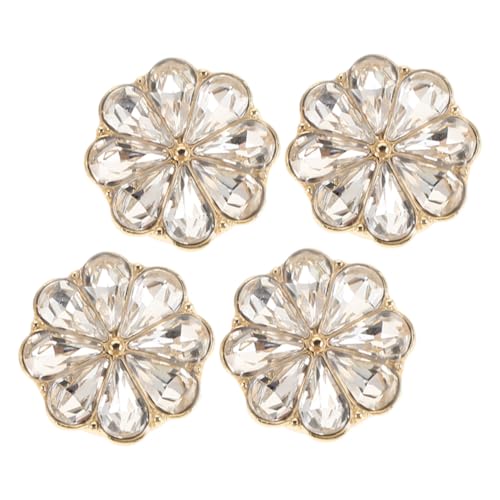 WESIEVYA 4 Stück Elegante Manschettenknöpfe für Damen Blumen design und Funkelnden Strasssteinen Langlebige Legierung Modisch für Hemden und Kleider bei Business und Festlichen Anlässen von WESIEVYA