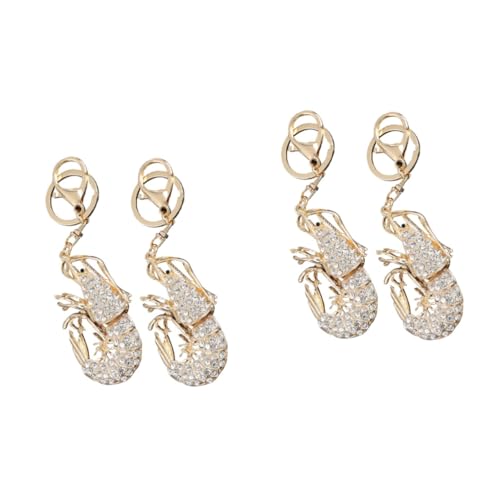 WESIEVYA 2sets Form Strass Schlüsselanhänger Garnelen Charm Gepäck Schlüssel Karabinerverschluss 2 Stücke * 2 von WESIEVYA