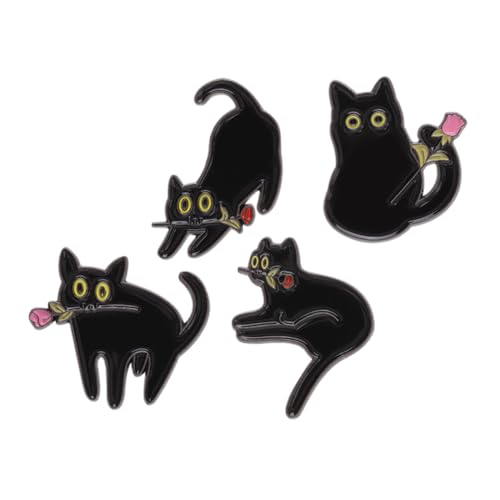 WESIEVYA 4 Stück Metal Katzenbrosche Niedliche Tier Anstecknadeln für Damen Robuste Metall Pins für Kleidung Mütze Schal Tasche Langlebig Vielseitig Einsetzbar von WESIEVYA