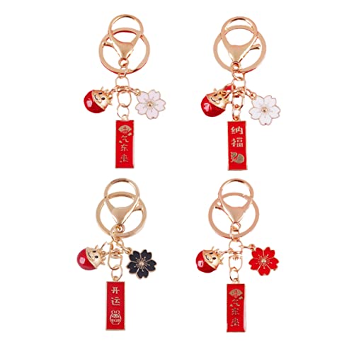 WESIEVYA 4stücke Chinese Zodiac Bull Niedlicher Kalb Schlüsselanhänger Neujahrsdekoration Legierung Schlüsselanhänger Für Stilvolle von WESIEVYA