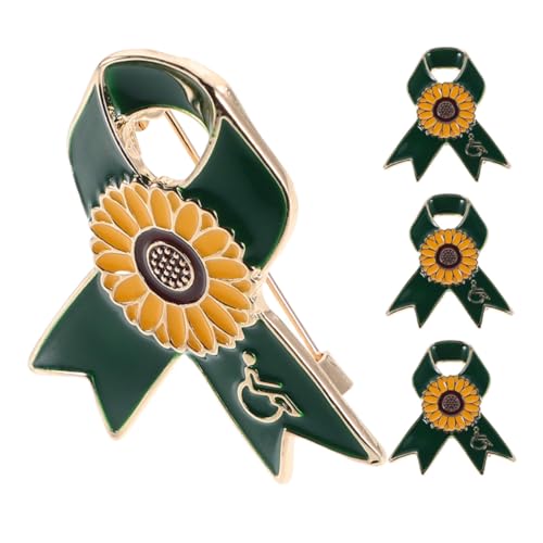 WESIEVYA 4 Stück Sonnenblumen Schleifen Anstecknadeln aus Legierung Leichtes Schmuck Broschen zur Unterstützung von Behinderten Dekorative Pins für Freiwilligenkleidung und von WESIEVYA