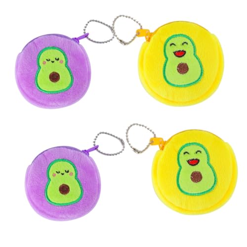 WESIEVYA 4 Stück Teiliges Cartoon Ohrhörer Tasche und Kleine Münzbörse für Mädchen Teens Frauen Tragbare Avocado Design Aufbewahrungstasche Leicht und Kompakt für Unterwegs von WESIEVYA
