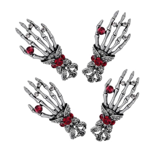 WESIEVYA 4 Stück Teiliges Retro Strass Broschen Skull Hand Anstecker aus Legierung Punk Vintage Stil für Männer und Frauen als Dekorative Anstecknadeln für Jacken Hemden Schals Rucksäcke von WESIEVYA