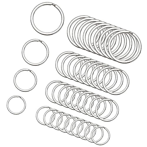 WESIEVYA 40stücke Teiliges Edelstahl Schlüsselringe Runde Flach Schlüsselanhänger Für Haustürschlüssel Und Projekte Robuste Und Sichere Metallringe Für Schlüsselorganisation von WESIEVYA
