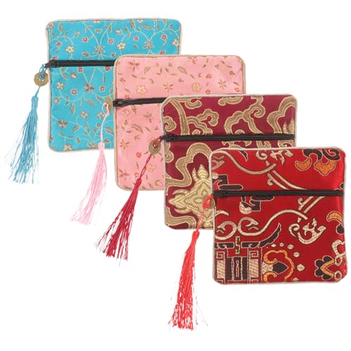 WESIEVYA 4stücke Schmuckbeutel Mit Reißverschluss Aus Satinstoff Stilvolle Damen Tasche Für Schmuck Lagerung Beutel Für Halsketten Und Armbänder Reisen Geeignet von WESIEVYA