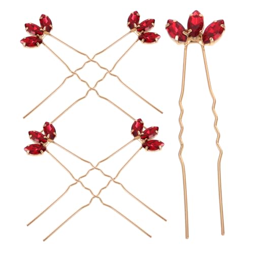 WESIEVYA 5 Stück Haarnadel Kopfschmuck Hochzeit Braut Haarnadeln Strass-hochzeits-haarnadeln Haarspangen Mit Strasssteinen Rote Haaraccessoires Rote Haarnadeln Rot Zinklegierung von WESIEVYA