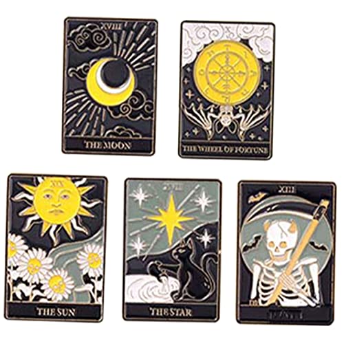 WESIEVYA 5 Stück Tarot Emaille Broschen aus Langlebiger Legierung Kreative Anstecknadeln für Kleidung Mütze Schal nicht Verblassende Schmuckpins für Damen und Freunde von WESIEVYA