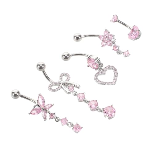 WESIEVYA 5 Stück Teiliges Bauchnabelpiercing aus mit Funkelnden Zirkonia Modernes Design Langlebig und Hautfreundlich für Damen und Sommerliche Anlässe von WESIEVYA