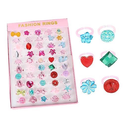 WESIEVYA 50 Stück Cartoon-ringe Verstellbar Bunter Kinderring Fingerring Spielzeug Für Kinder Und Mädchen von WESIEVYA