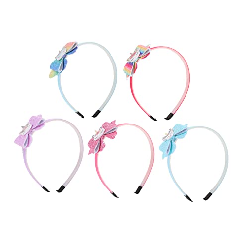 WESIEVYA 5stücke Einhorn Haarreifen Für Mädchen Kreative Kopfbedeckungen Für Geburtstagsfeiern Und Rollenspiele Mit Niedlichem Schleifen-design von WESIEVYA