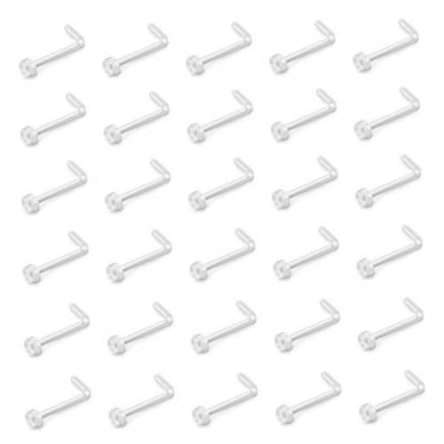 WESIEVYA 60 Stück Teiliges Medizinisches Transparentes Nasenring mit S Gebogenem und Geradem Stab Unsichtbares Nasenpiercing für Damen und Herren Langlebig und Hautfreundlich von WESIEVYA