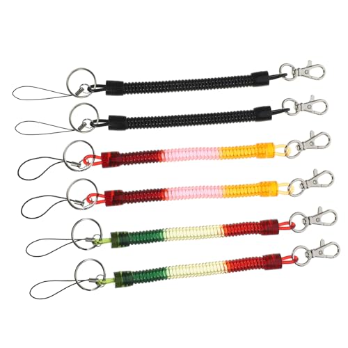 WESIEVYA 6stücke Schlüsselkette Spule Elastischer Schlüsselring Einziehbarer Schlüsselanhänger Spiral Schlüsselspule Für Tasche Telefon Anti-Verlust-Seil von WESIEVYA
