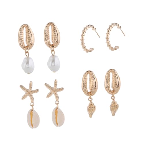 WESIEVYA 8 Stück Teiliges Muschel Ohrring Boho Dangler Ohrschmuck für Damen Modisch Vielseitig Party Alltag von WESIEVYA