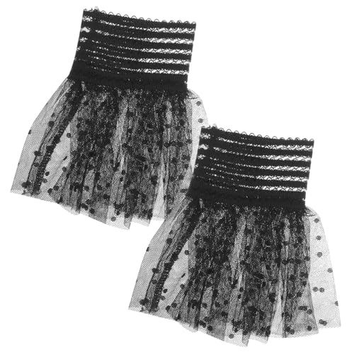 WESIEVYA Abnehmbare Spitzen Armstulpen aus Chiffon und Mesh für Damen Dekorative Schwarze Netzspitzen Manschetten Festliches Accessoire für Stilvolle Outfits von WESIEVYA