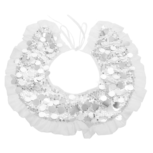 WESIEVYA Eleganter Falscher Kragen Für Damen Abnehmbarer Paillettenkragen Weicher Polyester- Und Paillettenhals von WESIEVYA