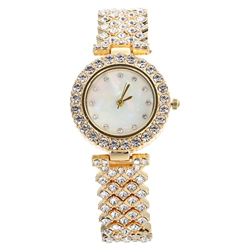 WESIEVYA Damen Armbanduhr Gold Strass Diamantuhr Elegant Mit Glitzer Ziffern Automatik Uhr Für Frauen Für Partys Und Alltag von WESIEVYA