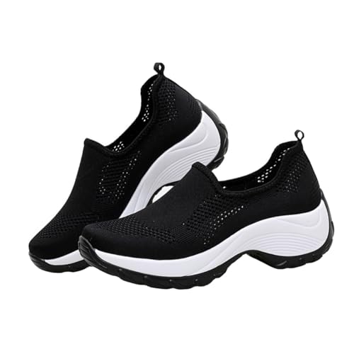 WESIEVYA Atmungsaktive Damen Sportsneaker mit Luftpolster Leichte Outdoor Laufschuhe für Spaziergänge und Training Schnelltrocknendes Mesh Angenehm und Langlebig Schwarz von WESIEVYA