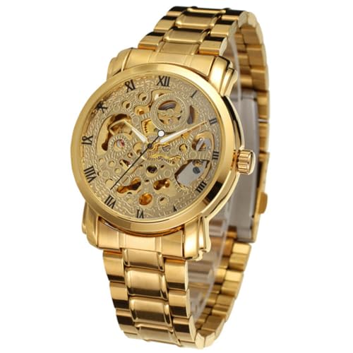 WESIEVYA Automatikuhr Mit Edelstahlband Gold Mechanische Armbanduhr Für Alltag Automatisches Zeigt Stunden Minuten Und Sekunden An Und Für Business Und von WESIEVYA