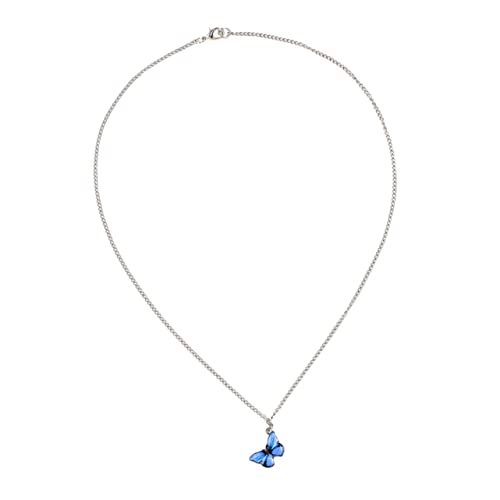WESIEVYA Blaue Schmetterling Anhänger Halskette Damen Clavicle Kette Verarbeitung Modischer Schmuck für Alltag und Besondere Anlässe von WESIEVYA