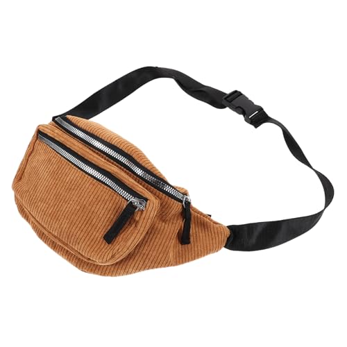 WESIEVYA Cord Hüfttasche Damen Braun Outdoor Brusttasche Tragbar Hüfttasche Für Reisen Radfahren Einkaufen Mit Großen Fassungsvermögen Für Telefon Geldbörse Schlüssel von WESIEVYA