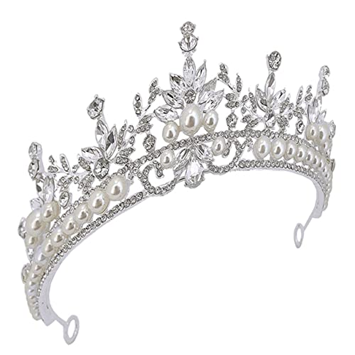 WESIEVYA Braut Tiara mit Strasssteinen Krone für Hochzeiten und Geburtstagsfeiern Langlebig und Rostbeständig Pinschleifen für Einfachen Halt von WESIEVYA