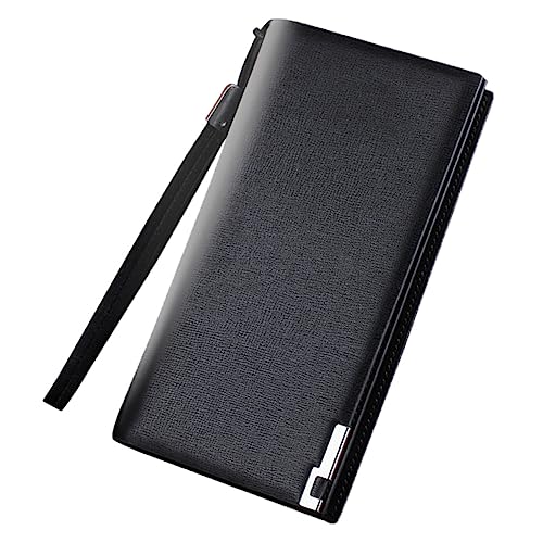 WESIEVYA Lange Herrenbrieftasche Mit Reißverschluss Große Aufbewahrungstasche Schwarz Multifunktionales Wallet Für Daily Use von WESIEVYA
