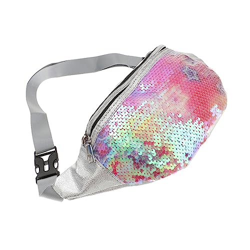 WESIEVYA Bunte Pailletten Hüfttasche Damen Verstellbarer Gurt Multifunktionale Sporttasche Große Kapazität Für Reisen Festivals Shopping Stilvolle Persönlichkeitstasche von WESIEVYA