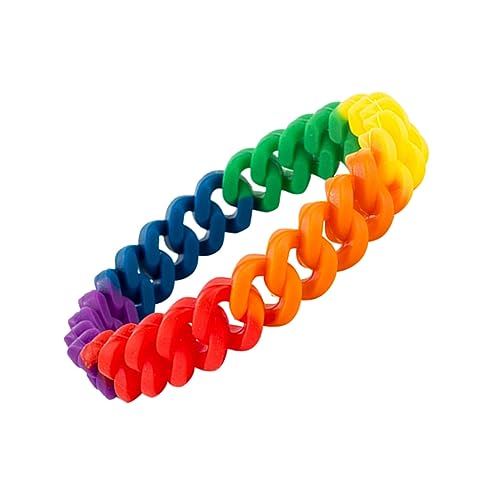 WESIEVYA Buntes Silikon Armband Rainbow Link Bracelet Verstellbares Hautfreundliches Silikonbangle für Mädchen Frauen Männer Modisches Langlebiges Geschenkaccessoire von WESIEVYA