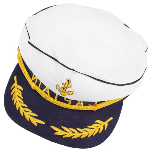 WESIEVYA Captain Cosplay Hut Weiße Kapitänsmütze Für Cosplay Nautische Dekoration Und Karneval Embroidered Sailor Hat Für Herren Und Damen von WESIEVYA