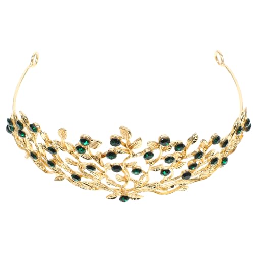 WESIEVYA Tiara Hochzeit Crown Stirnband Hochzeitshaarzubehör Haarzubehör Die Kronhochzeit Dekore Hochzeit Haarzubehör Kronbraut Stirnbandgrüne Strasssteine von WESIEVYA