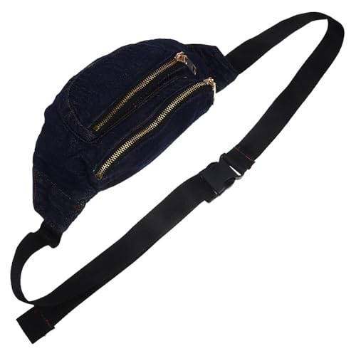 WESIEVYA Damen Denim Crossbody Bag mit Reißverschluss Waschbare Gürteltasche Verstellbarer Schultergurt Strapazierfähige Bauchtasche für Outdoor Shopping Spaziergang von WESIEVYA