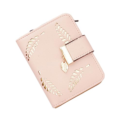 WESIEVYA Damen Kurzgeldbörse Aus Pu Reißverschluss Elegantes Design Mit Transparentem Id-Fenster Kartenfächern Und Münzfach Für Frauen Und Mädchen Rosa von WESIEVYA