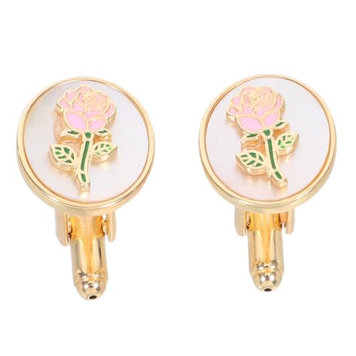 WESIEVYA Damen Manschettenknöpfe Rosenblüte Goldfarben Metall Schmuck für Hemd Ärmel Hochzeit Party Edles Accessoire mit Langlebiger Verarbeitung und Femininer Eleganz von WESIEVYA