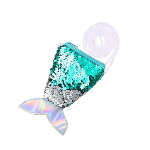 WESIEVYA Hellgrüne Damen-geldbörse Mit Pailletten-Meerjungfrauenschwanz Umhängetasche Für Mädchen Sling-geldbörse Wechselgeldhalter Tasche Für Geschenke Für Münzen Süßigkeiten von WESIEVYA