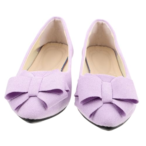 WESIEVYA Damen Spitzflats mit Schleifenapplikation Leichte Brautschuhe für Hochzeit Bequeme Arbeitsschuhe Flache Damenschuhe mit Schnellem für Party und Alltag von WESIEVYA