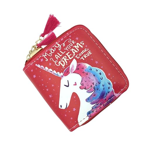 WESIEVYA Cartoon Geldbörse Für Mädchen Pu Reißverschluss Brieftasche Mit Einhorn Muster Kurze Geldbörse Leicht Und Tragbar Für Reisen Und Alltag von WESIEVYA