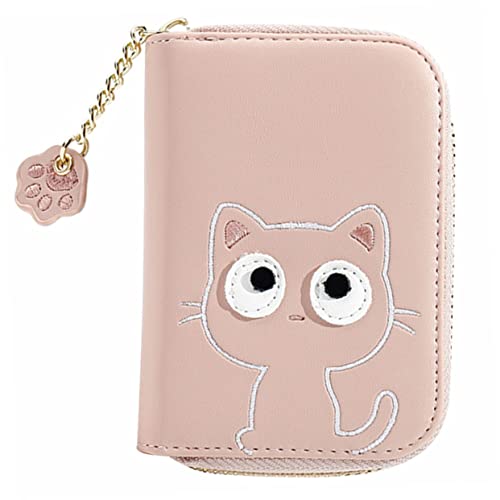 WESIEVYA Delicate Katzen Geldbörse Portemonnaie Für Damen Multifunktionale Kartenetui Mit Großer Kapazität Kunstleder Für Kleine Karten Und Münzen von WESIEVYA